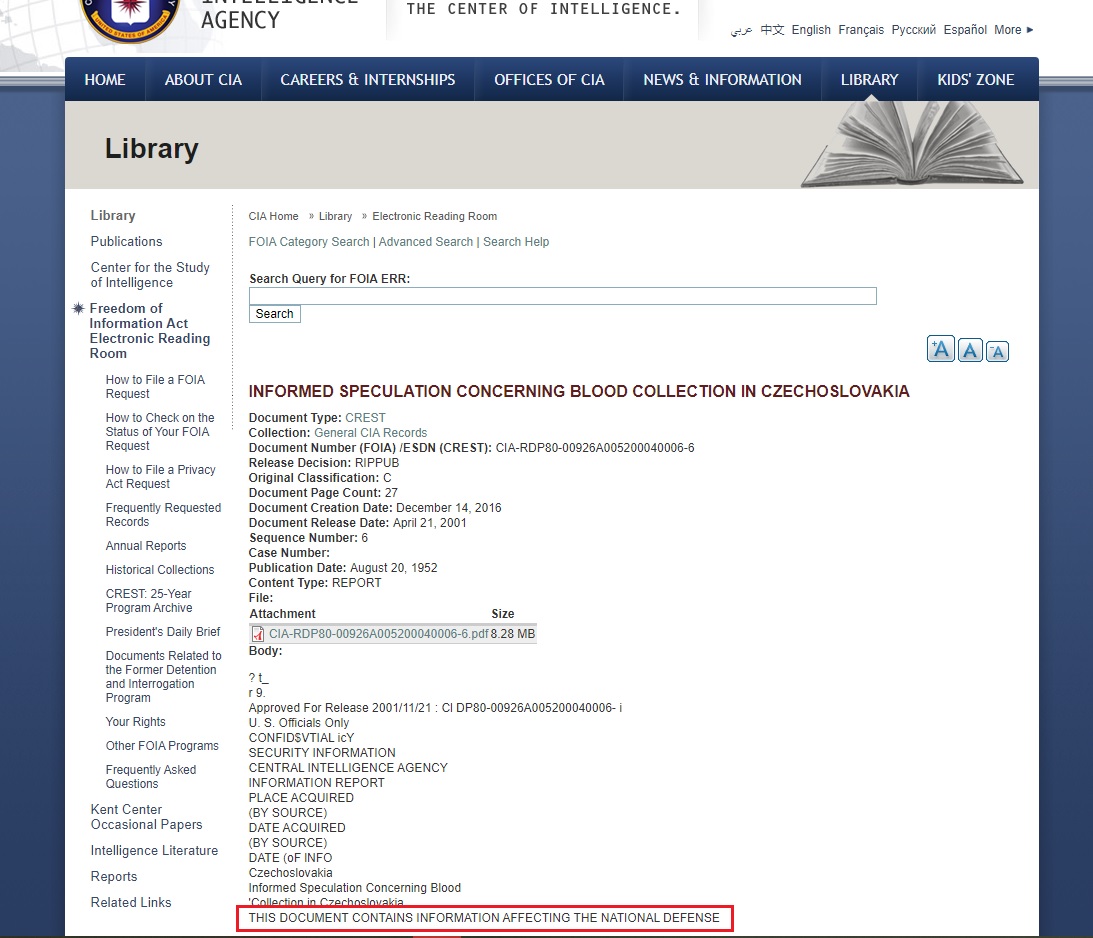 Blood collection in Czechoslovakia